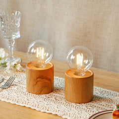 6.5" Ceramic Set of 2 Wood Grain Table Lamp