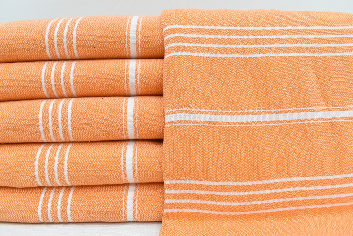 Orange Monaco Turkish Towel – Lightweight Quick Dry Beach & Bath Towel, Luxury Turkish Cotton Spa Towel, Travel & Pool Towel-0