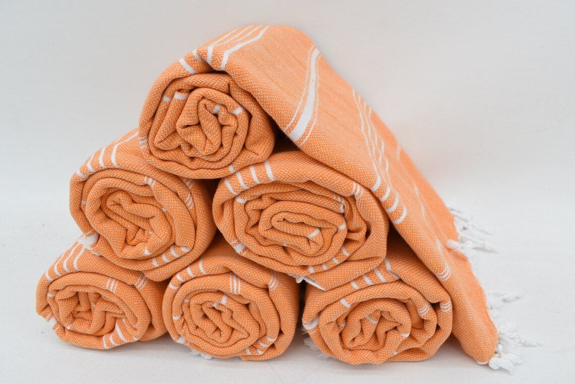 Orange Monaco Turkish Towel – Lightweight Quick Dry Beach & Bath Towel, Luxury Turkish Cotton Spa Towel, Travel & Pool Towel-2