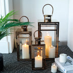 Set of 3 Stainless Steel Lantern  (12/15/19'') -Rose Gold-0