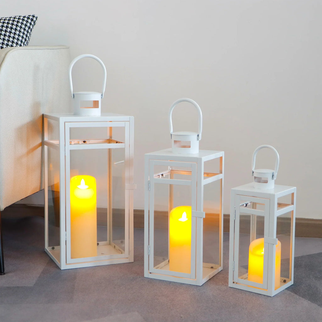 Set of 3 Metal Candle Lantern-12/15/19"-3