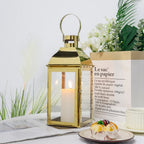 12.5" H Stainless Steel Decorative Candle Lantern(Gold)-1