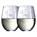 Set of 2 Zodiac Sign Wine Glasses with 2 Wooden Coasters (Pisces)-0