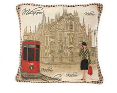 DaDa Bedding Set of 2-Pieces Postcard Milan Tapestry Throw Pillow Covers w/ Pillow Inserts, 18" x 18"-1