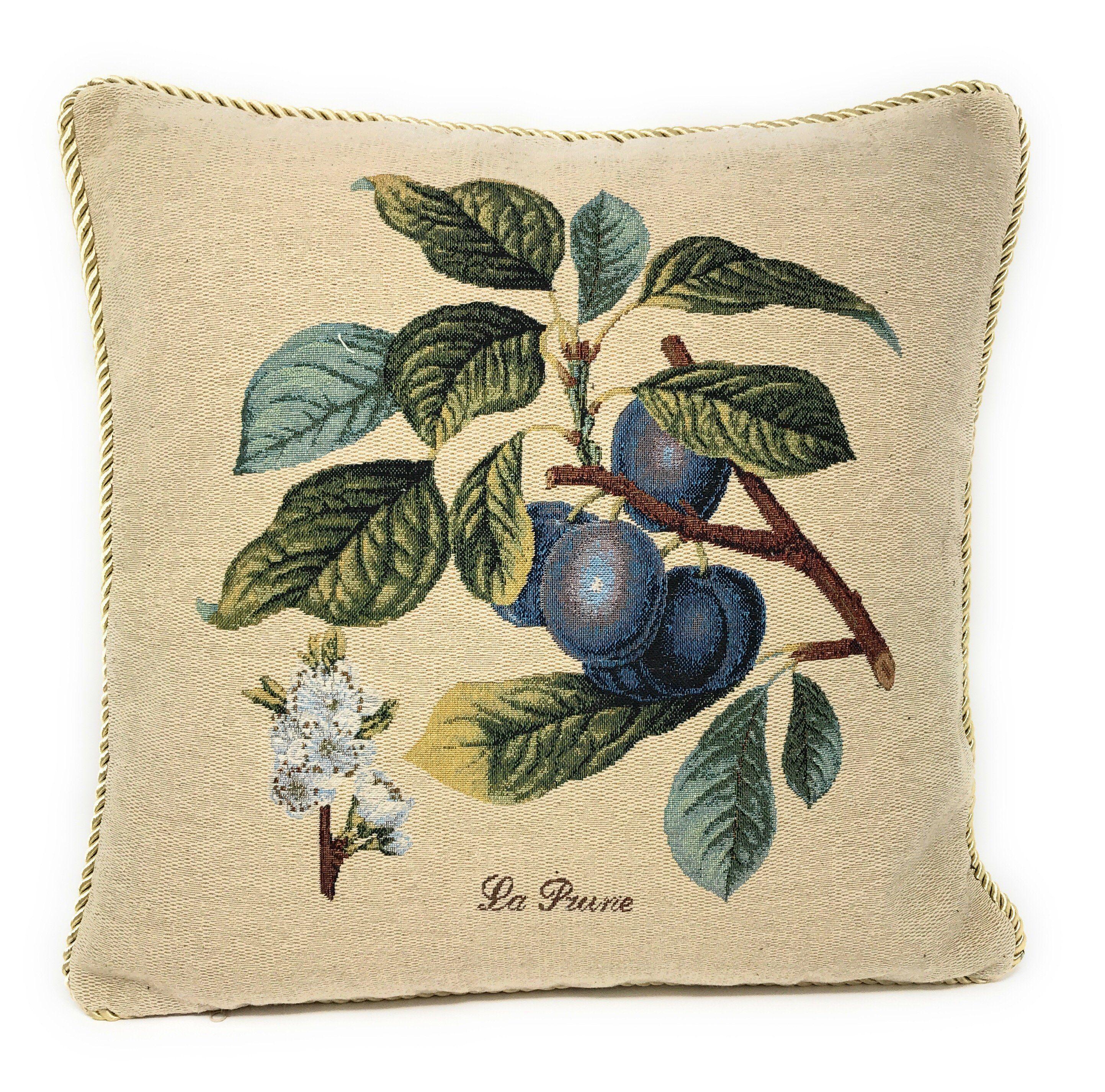 DaDa Bedding Set of 2-Pieces Sugar Plum Fruits Garden Tapestry Throw Pillow Covers w/ Inserts, 18" x 18"-1