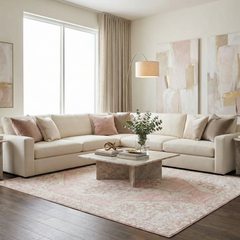 Short-Fiber Myda Pink Vintage-Washed Medallion Rug