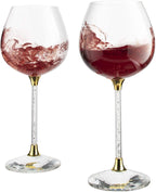 Crystal Wine Glasses Diamond Filled Stem, Large 18 Ounces-2
