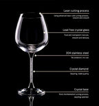 Crystal Wine Glasses Diamond Filled Stem, Large 18 Ounces-1