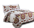 DaDa Bedding Casablanca Garden Mediterranean Floral Red & White Quilted Bedspread Set (HS-11130)-0