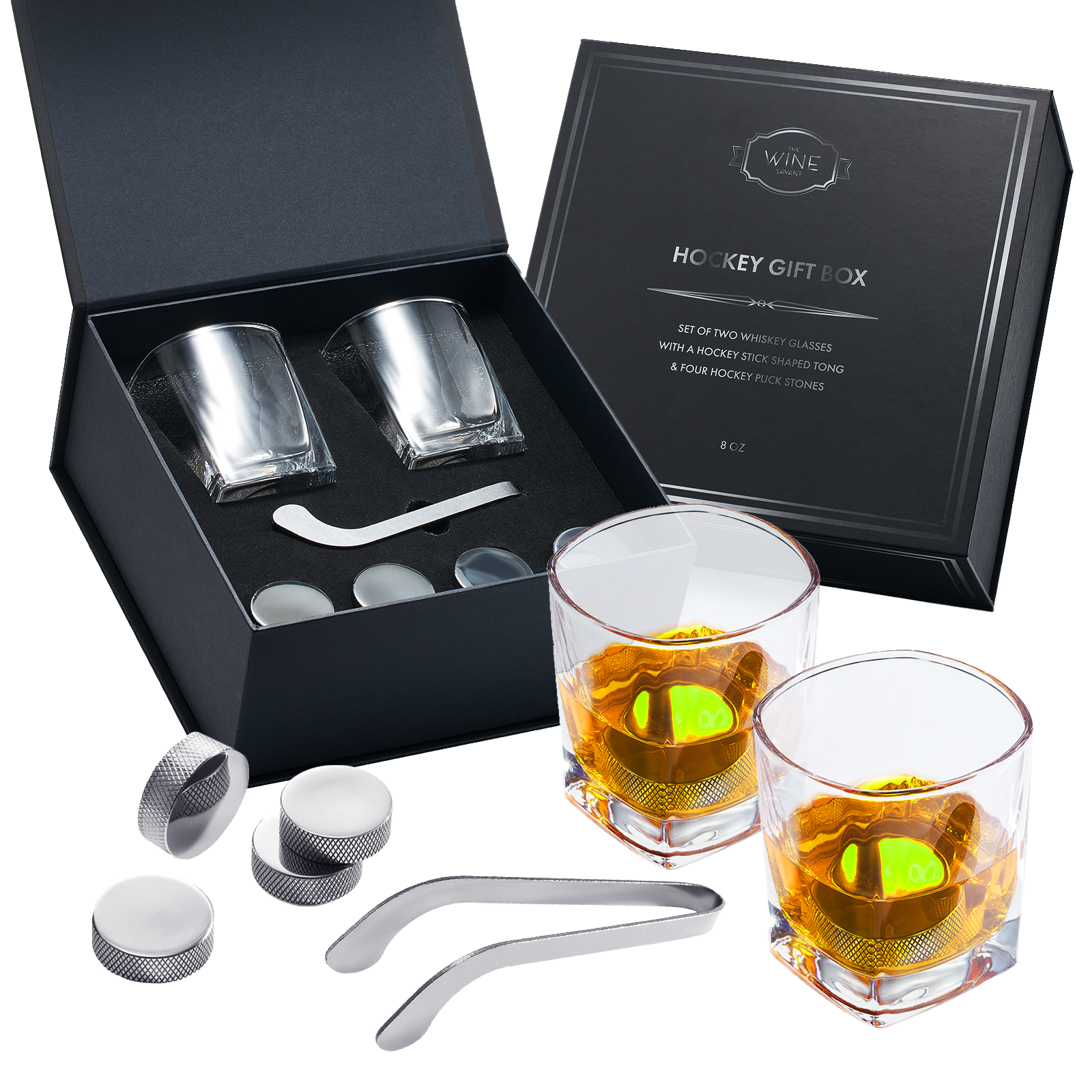 Hockey Whiskey Stones Set | 7pcs - 4 Hockey Puck Chill Stones-0