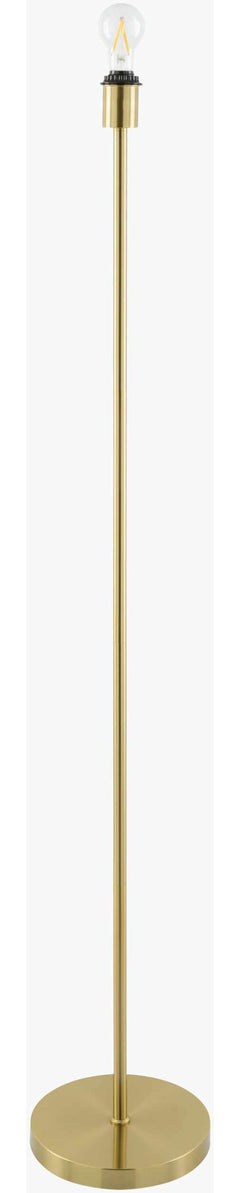 Rattan Floor Lamp with Natural Woven Shade and Gold Metal Base