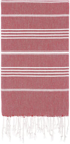 Red Monaco Turkish Towel – Lightweight Quick Dry Beach & Bath Towel, Luxury Turkish Cotton Spa Towel, Travel & Pool Towel-2