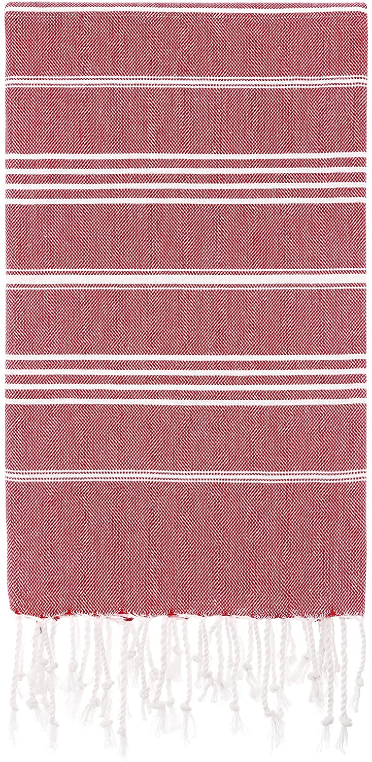 Red Monaco Turkish Towel – Lightweight Quick Dry Beach & Bath Towel, Luxury Turkish Cotton Spa Towel, Travel & Pool Towel-2
