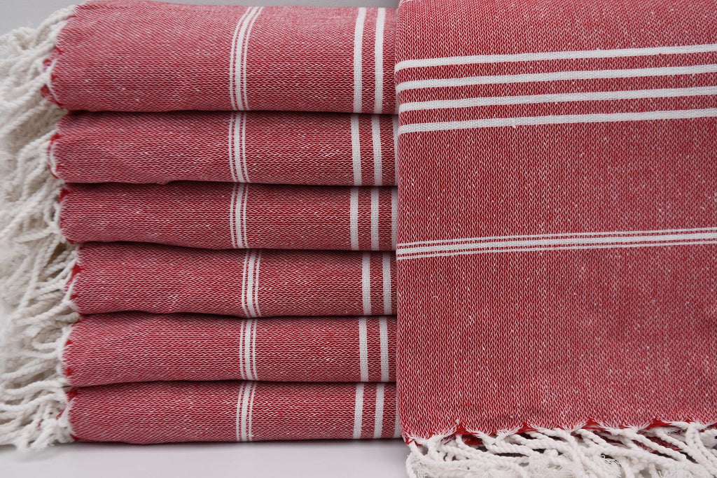 Red Monaco Turkish Towel – Lightweight Quick Dry Beach & Bath Towel, Luxury Turkish Cotton Spa Towel, Travel & Pool Towel-0