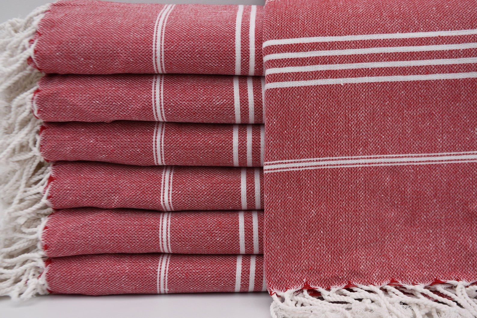 Red Monaco Turkish Towel – Lightweight Quick Dry Beach & Bath Towel, Luxury Turkish Cotton Spa Towel, Travel & Pool Towel-0