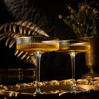 Ribbed Coupe Cocktail Glasses With Gold Rim 8 oz | Set of 2-1