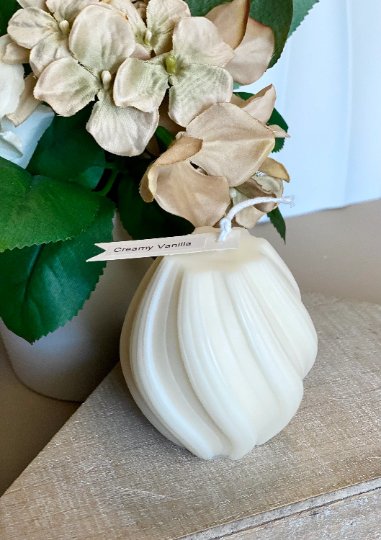 Ribbed Twirl Candle - Handcrafted Soy Wax Decorative Accent-4