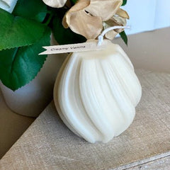 Ribbed Twirl Candle - Handcrafted Soy Wax Decorative Accent