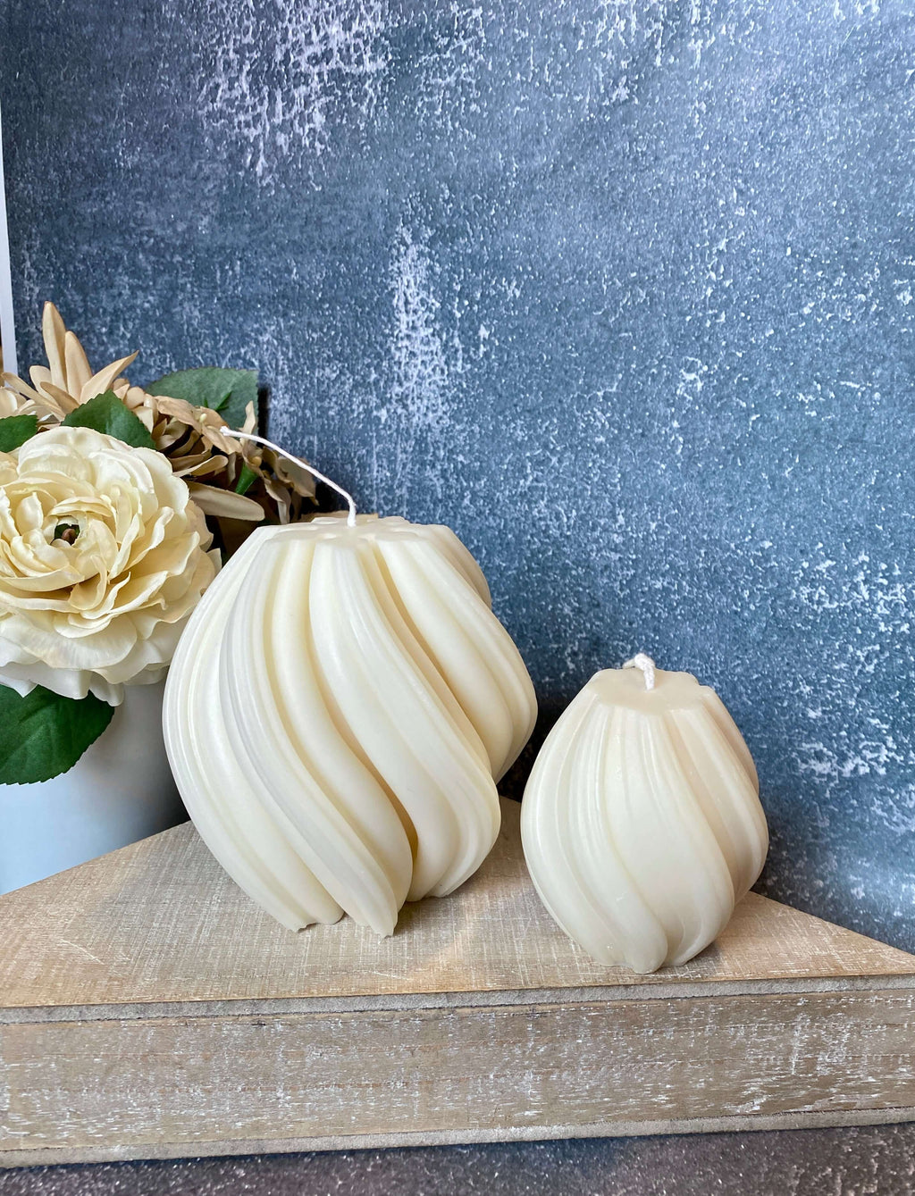 Ribbed Twirl Candle - Handcrafted Soy Wax Decorative Accent-3