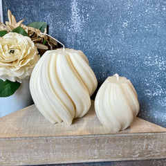 Ribbed Twirl Candle - Handcrafted Soy Wax Decorative Accent