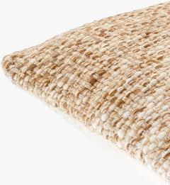 Ivory Chunky Looped Texture Cottage Farmhouse Wool Accent Pillow - Clearance