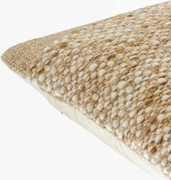 Ivory Braided Knit Texture Cottage Farmhouse Wool Accent Pillow - Clearance