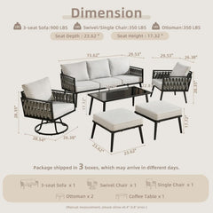 Outdoor Patio Furniture Set with Swivel Chair and Table