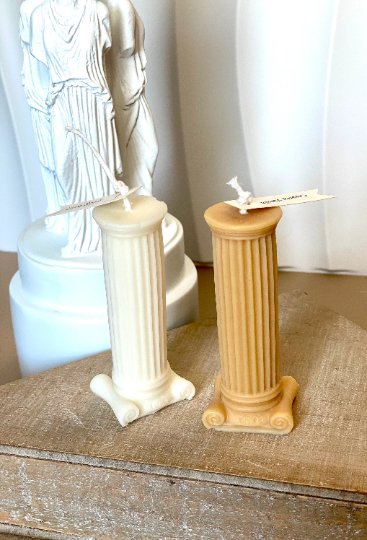 Roman Column Pillar Candle - Handcrafted Soy Wax Decor for Elegant Home Styling-3