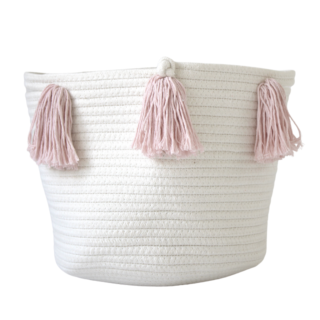 Rose Pink Tassel Basket - Medium-0