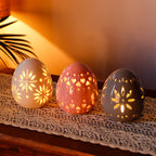 Set of 3 Ceramic Decorative Lamp 4" H(Egg)-2