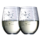 Set of 2 Zodiac Sign Wine Glasses with 2 Wooden Coasters (Sagittarius)-0