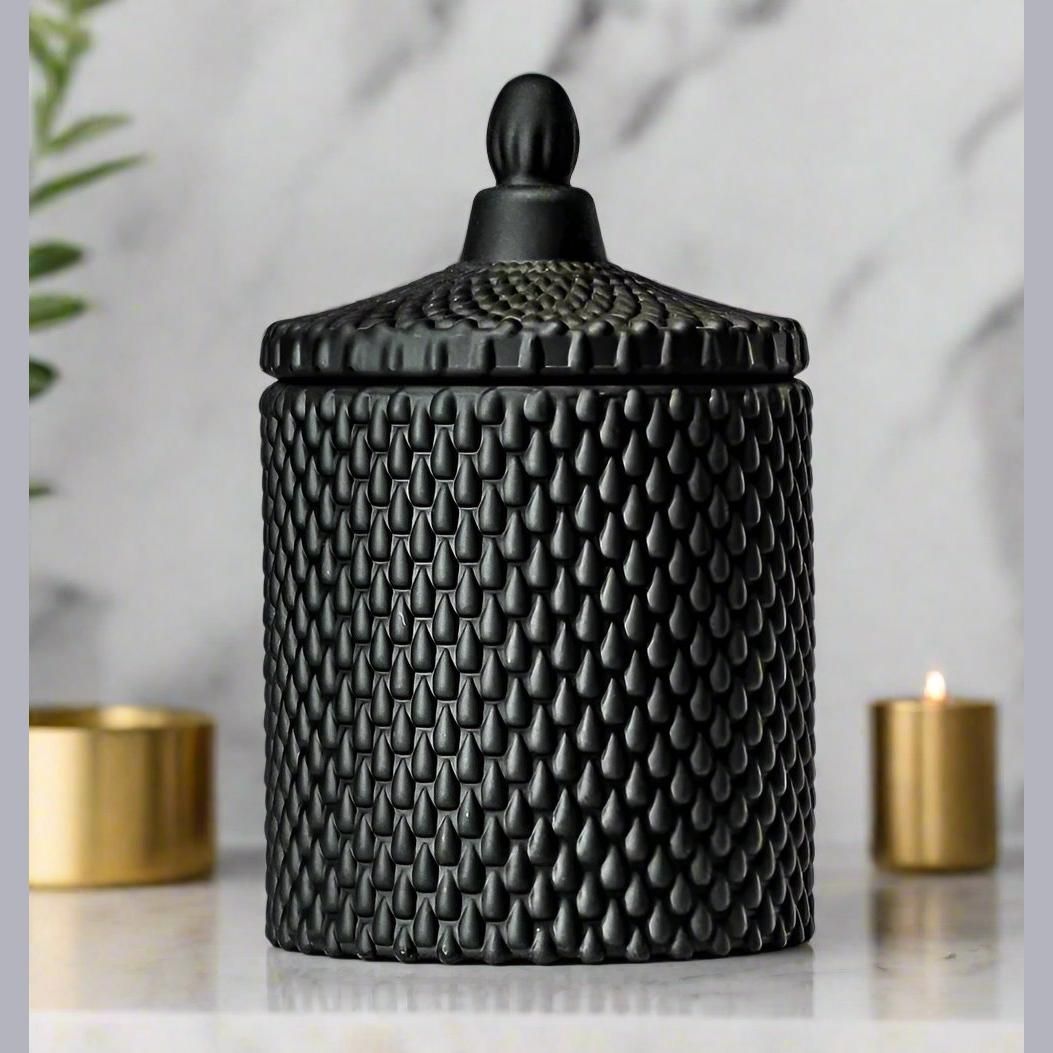 Elegant Glass Candle - Matte Black-1