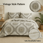 DaDa Bedding Rustic Grey Mosaic Distressed Medallion Reversible Quilted Bedspread Set (SD16299)-1