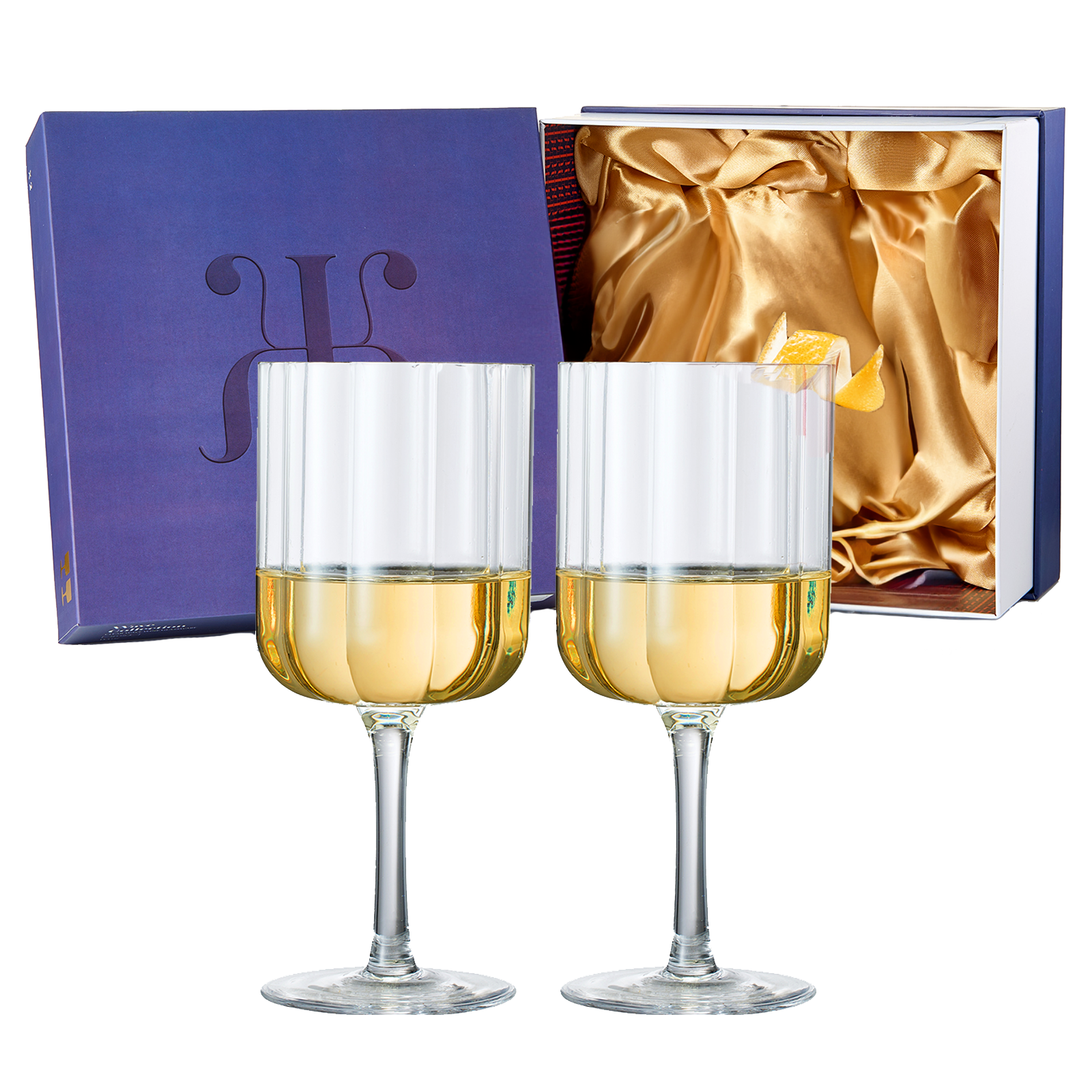 Flower Vintage Wine Glassware - Set of 2-13 oz (Clear)-0