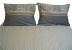 DaDa Bedding Geometric Striped Tan Brown Multi-Color Fitted + Flat Sheet & Pillow Cases Set (FSFS8279)-1