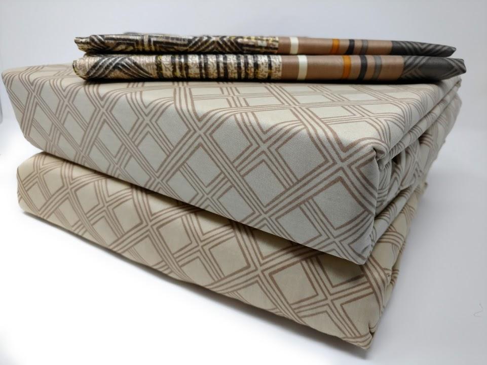 DaDa Bedding Geometric Striped Tan Brown Multi-Color Fitted + Flat Sheet & Pillow Cases Set (FSFS8279)-3
