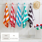 Cotton Velour Cabana Stripe Beach Towel - Novia Collection (Shipping fees may apply)