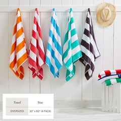 Cotton Velour Cabana Stripe Beach Towel - Novia Collection (Shipping fees may apply)