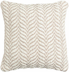 Ivory and Taupe Textured Wool Throw Pillow - Clearance