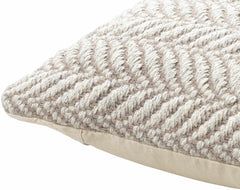 Ivory and Taupe Textured Wool Throw Pillow - Clearance