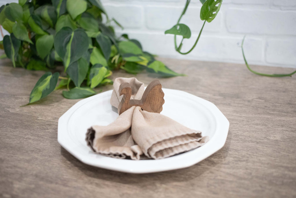 Thanksgiving Turkey Napkin Rings, Wood Easter Table Decor, Upright Wood Turkey Napkin Ring-3