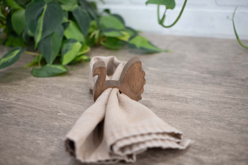 Thanksgiving Turkey Napkin Rings, Wood Easter Table Decor, Upright Wood Turkey Napkin Ring-0