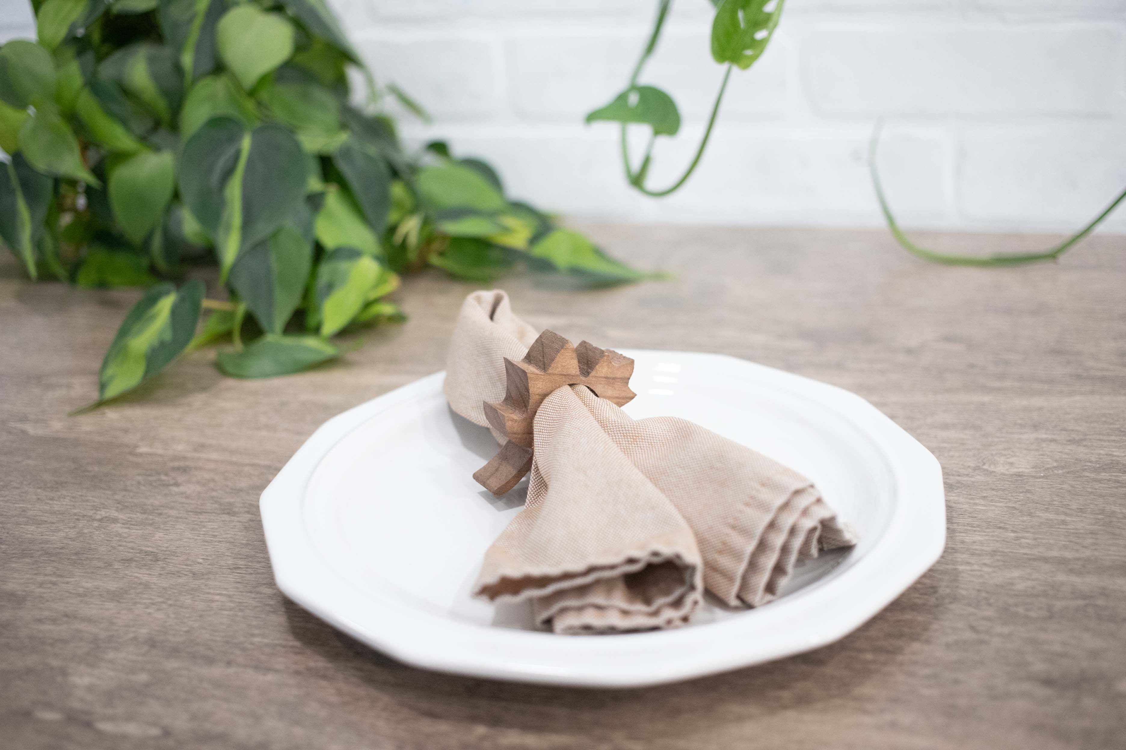 Maple Leaf Napkin Rings, Wood Fall Table Decor, Upright Wood Maple Leaf Napkin Ring-0