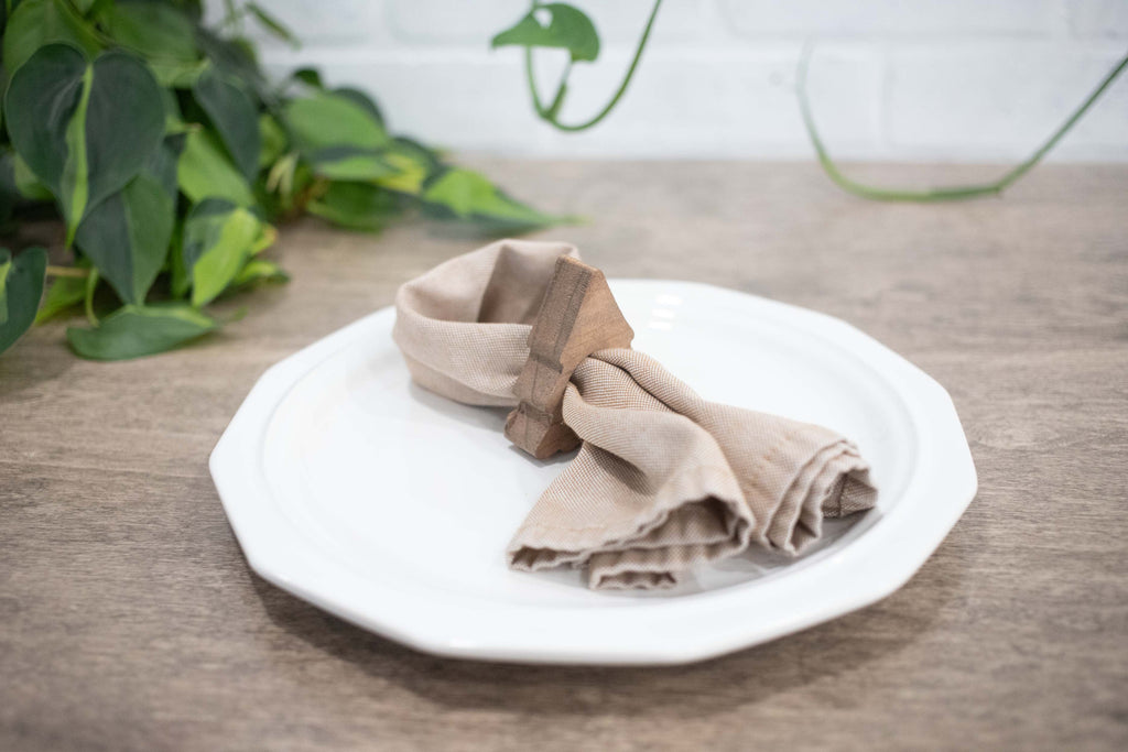 Christmas Tree Napkin Rings, Wood Christmas Table Decor, Upright Wood Pine Tree Napkin Ring-0