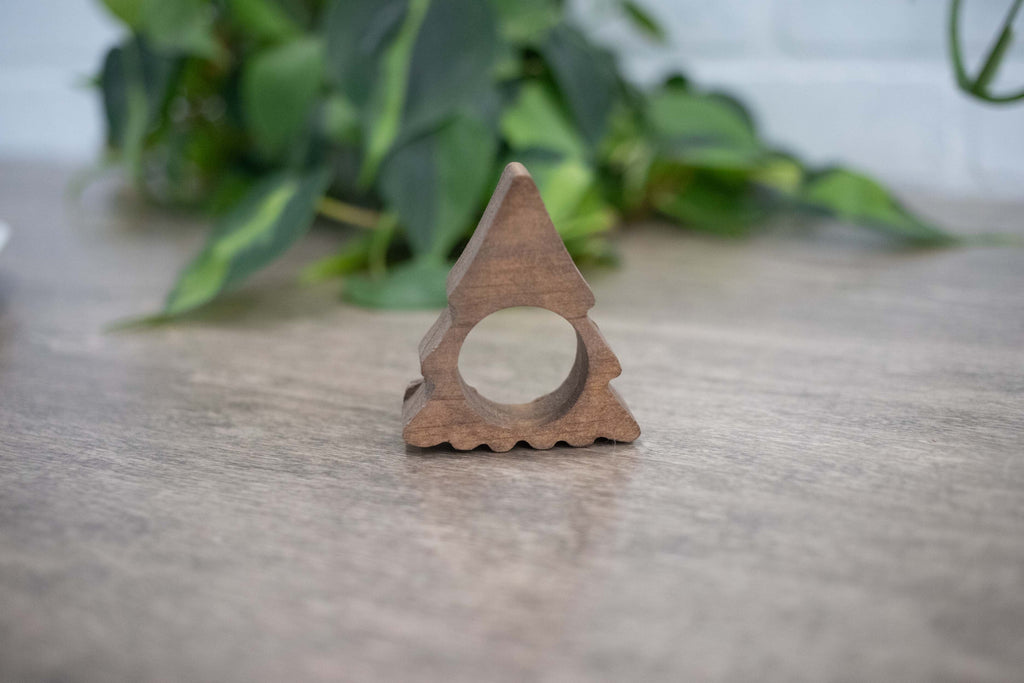 Christmas Tree Napkin Rings, Wood Christmas Table Decor, Upright Wood Pine Tree Napkin Ring-2
