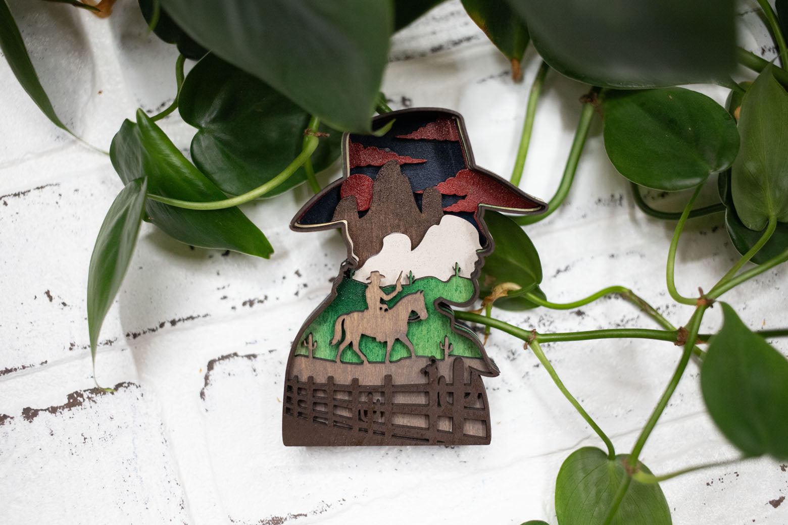 Laser Cut Cowboy,  Western 3D Diorama, Handmade Wild West Scene, Cowboy Decor-0