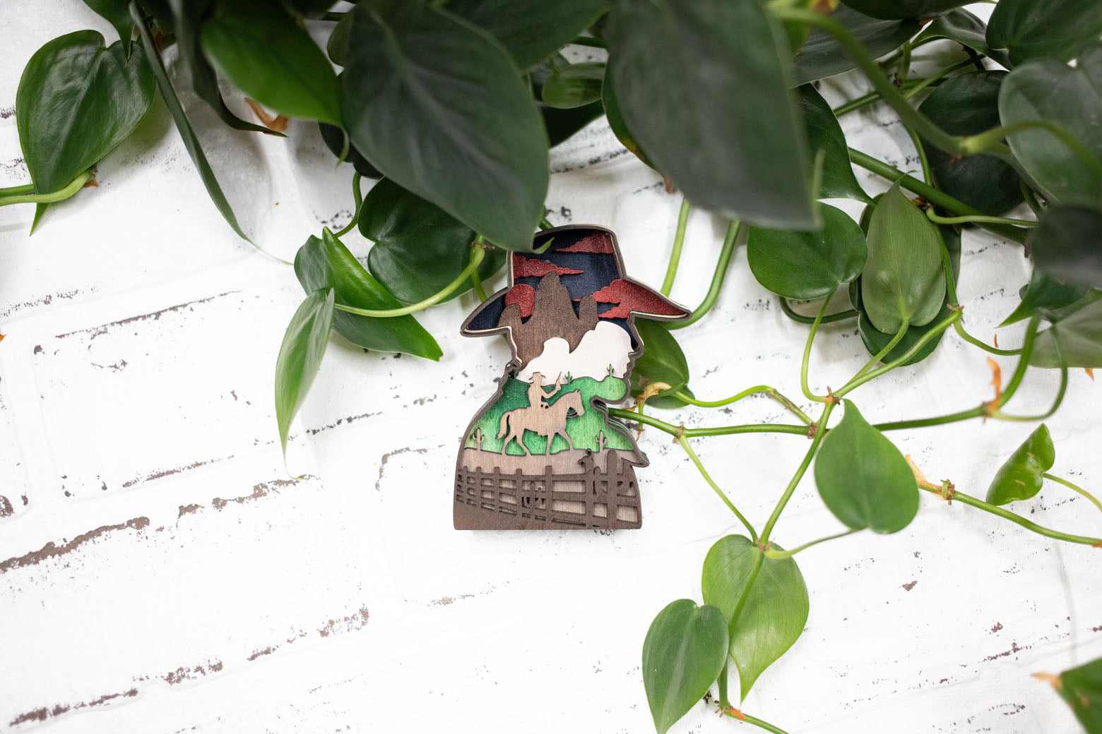 Laser Cut Cowboy,  Western 3D Diorama, Handmade Wild West Scene, Cowboy Decor-1