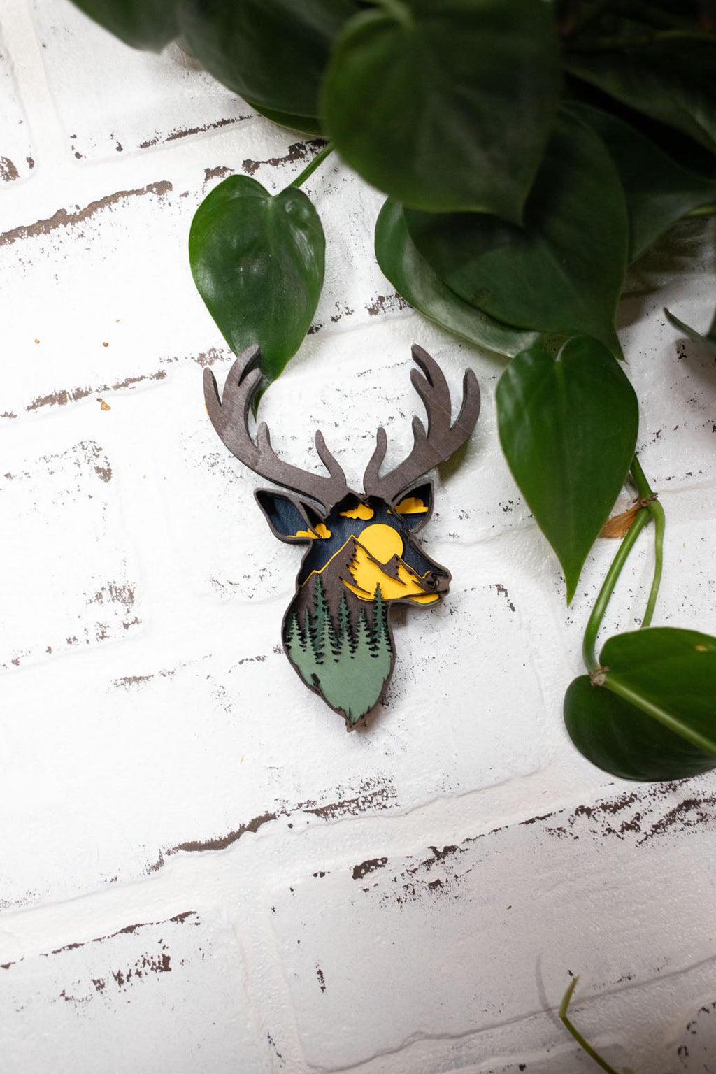 Laser Cut Deer Head, Deer 3D Diorama, Handmade Forest Scene, Deer Animal Decor-1