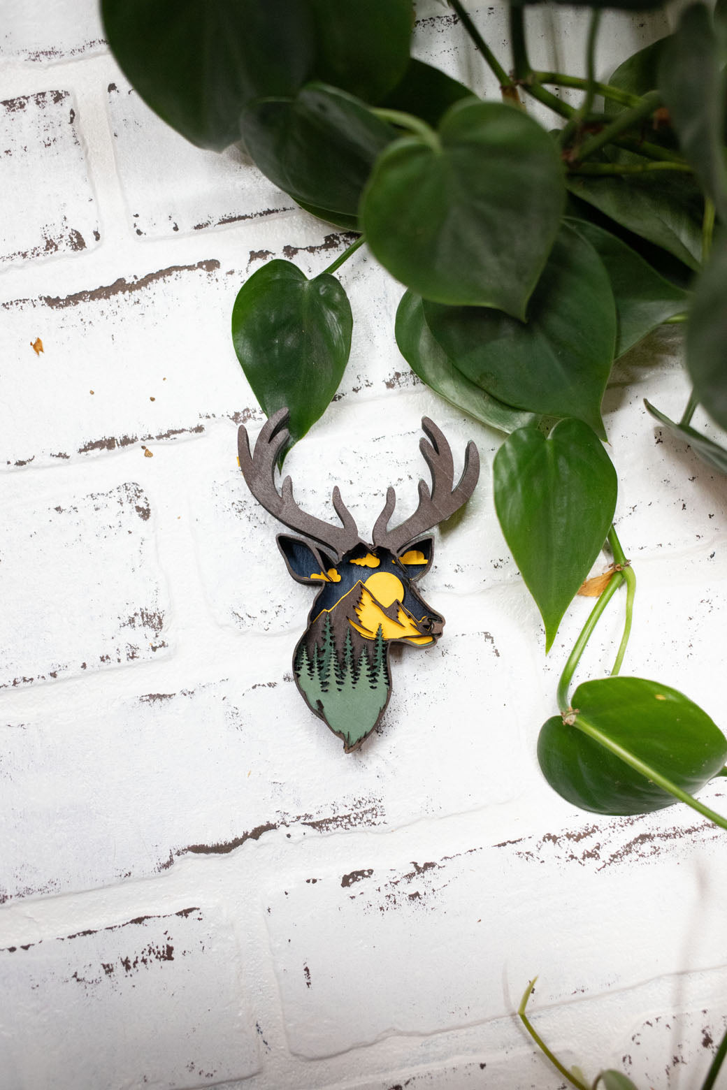 Laser Cut Deer Head, Deer 3D Diorama, Handmade Forest Scene, Deer Animal Decor-2