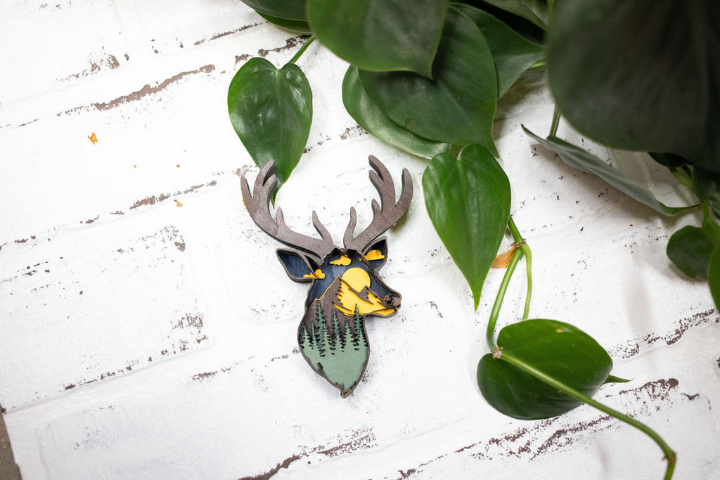 Laser Cut Deer Head, Deer 3D Diorama, Handmade Forest Scene, Deer Animal Decor-3